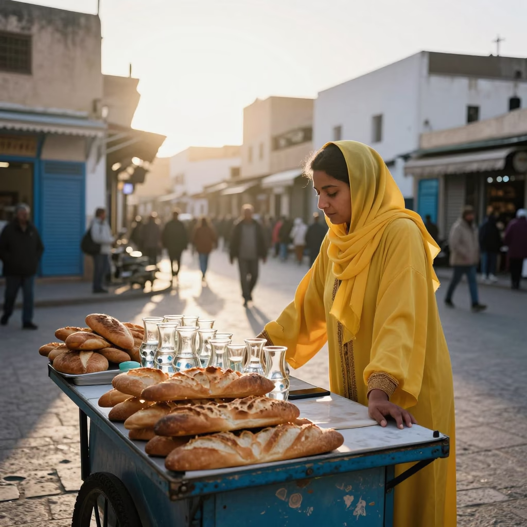 Tea just after sunrise in Casablanca in in Casablanca, Morocco