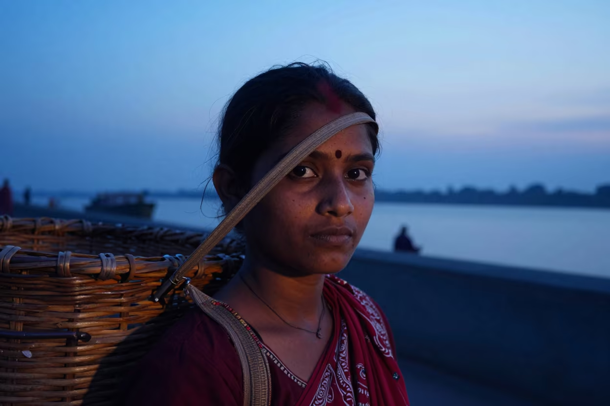 Tea Picker Indigo Twilight Harbor Wall in beside a harbor wall near Aligarh