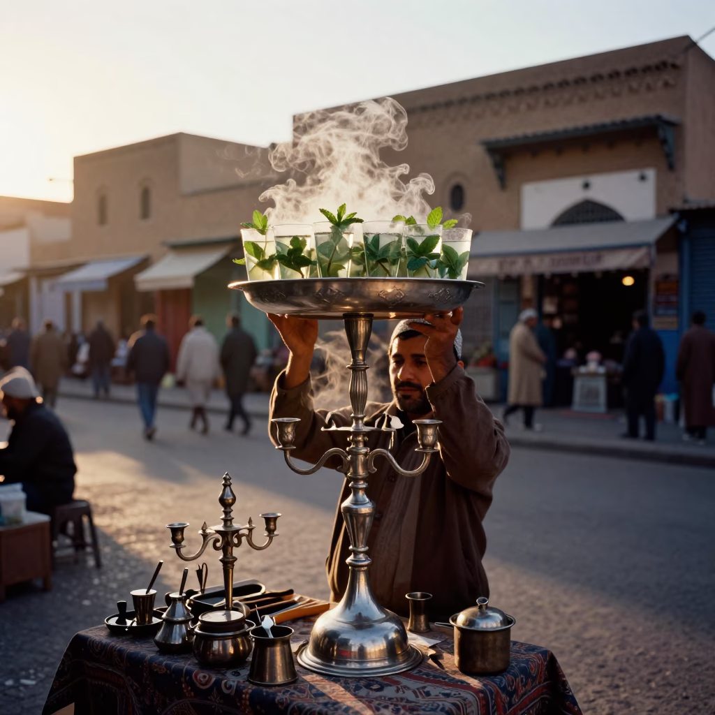Tea Seller in Casablanca in in Casablanca, Morocco
