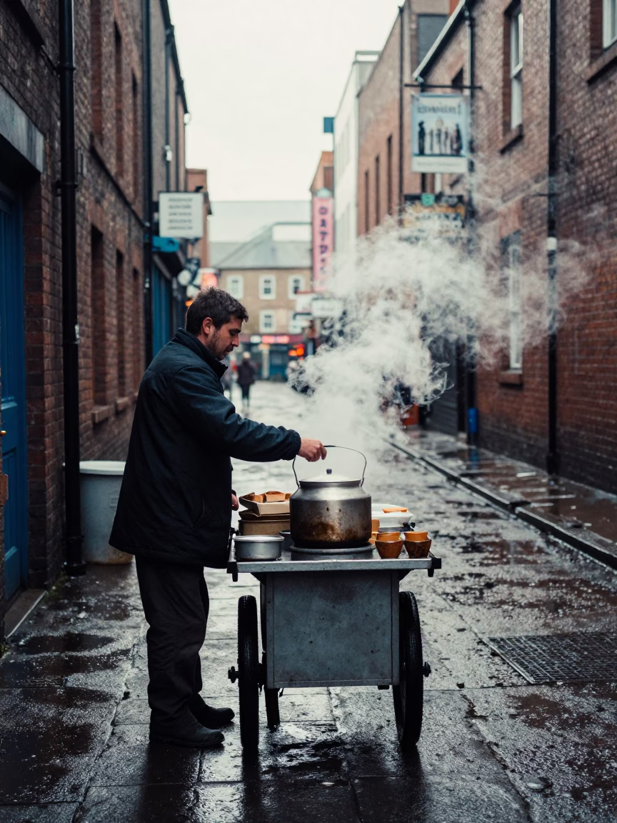 Tea Seller in Liverpool in in Liverpool, United Kingdom