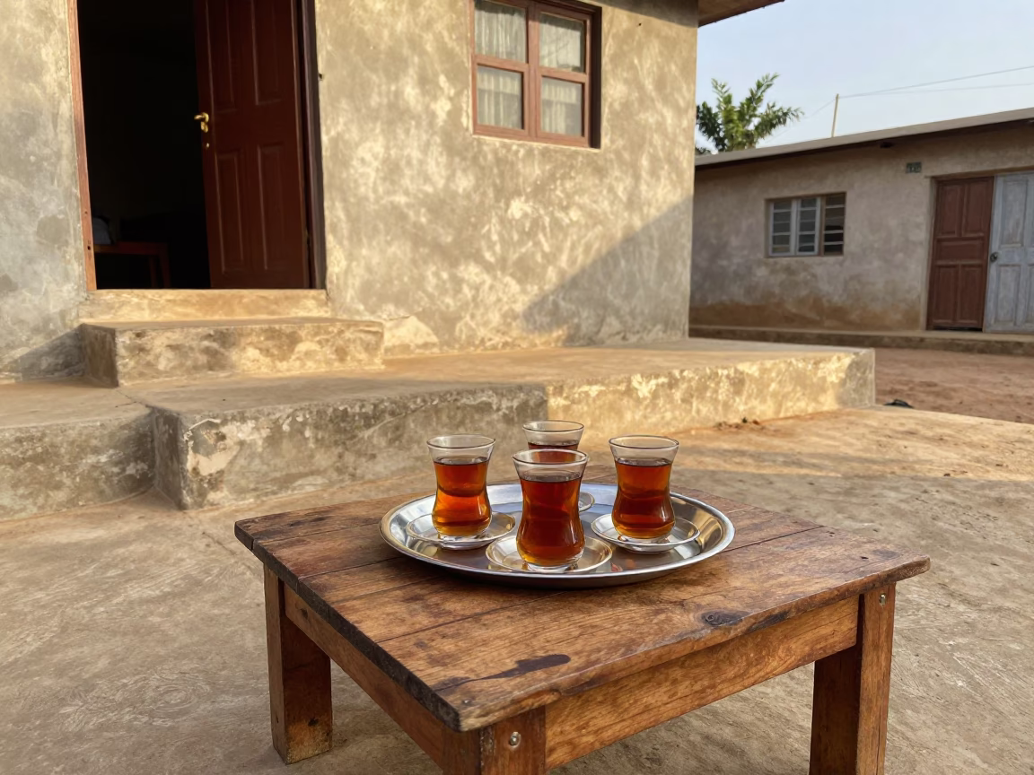 Tea Service at As First Light Reaches The Scene in Dakar in in Dakar, Senegal