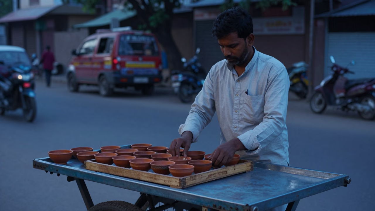 Tea Service in Delhi at Sunrise Light in in Delhi, India