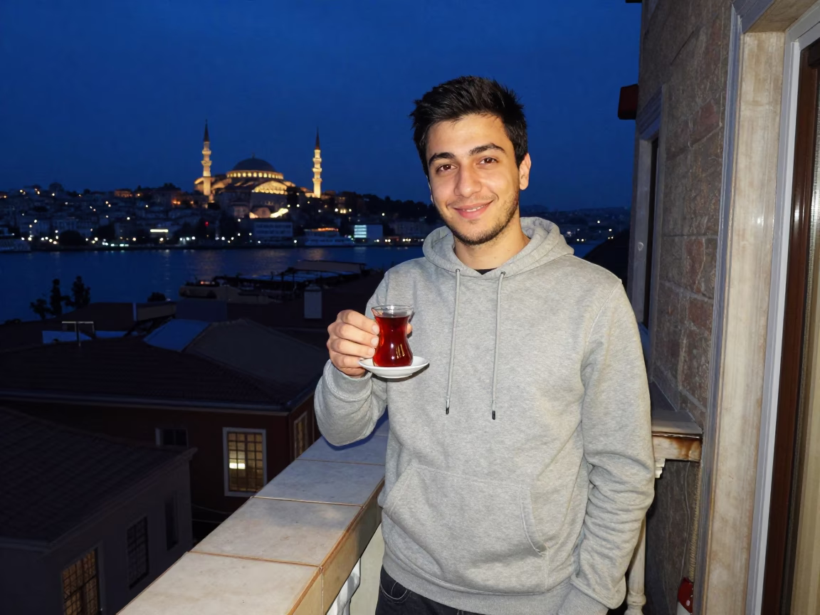 Tea Service in Istanbul at Late At Night Light in in Istanbul, Turkey