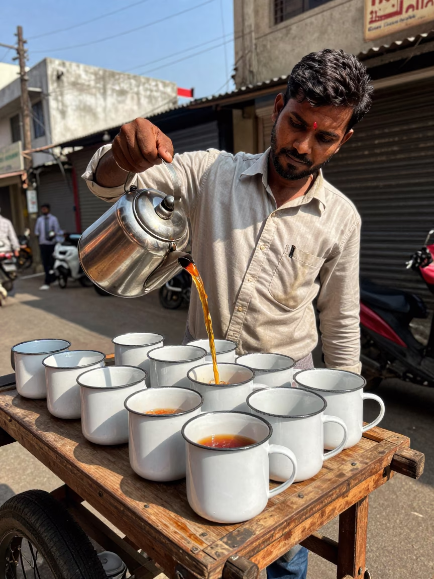 Tea Service in Mumbai at Afternoon Light in in Mumbai, India