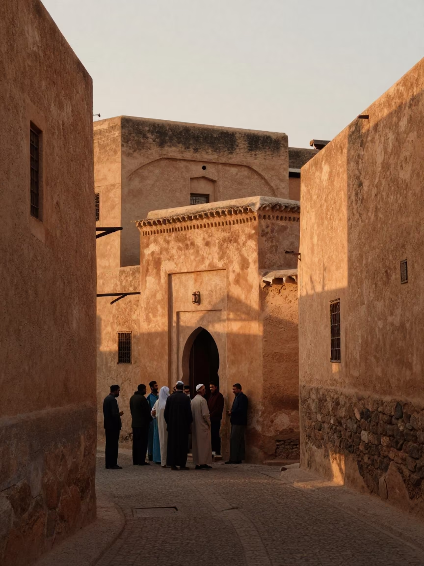 Tea Stains in Fez at First Light Of Dawn in in Fez, Morocco