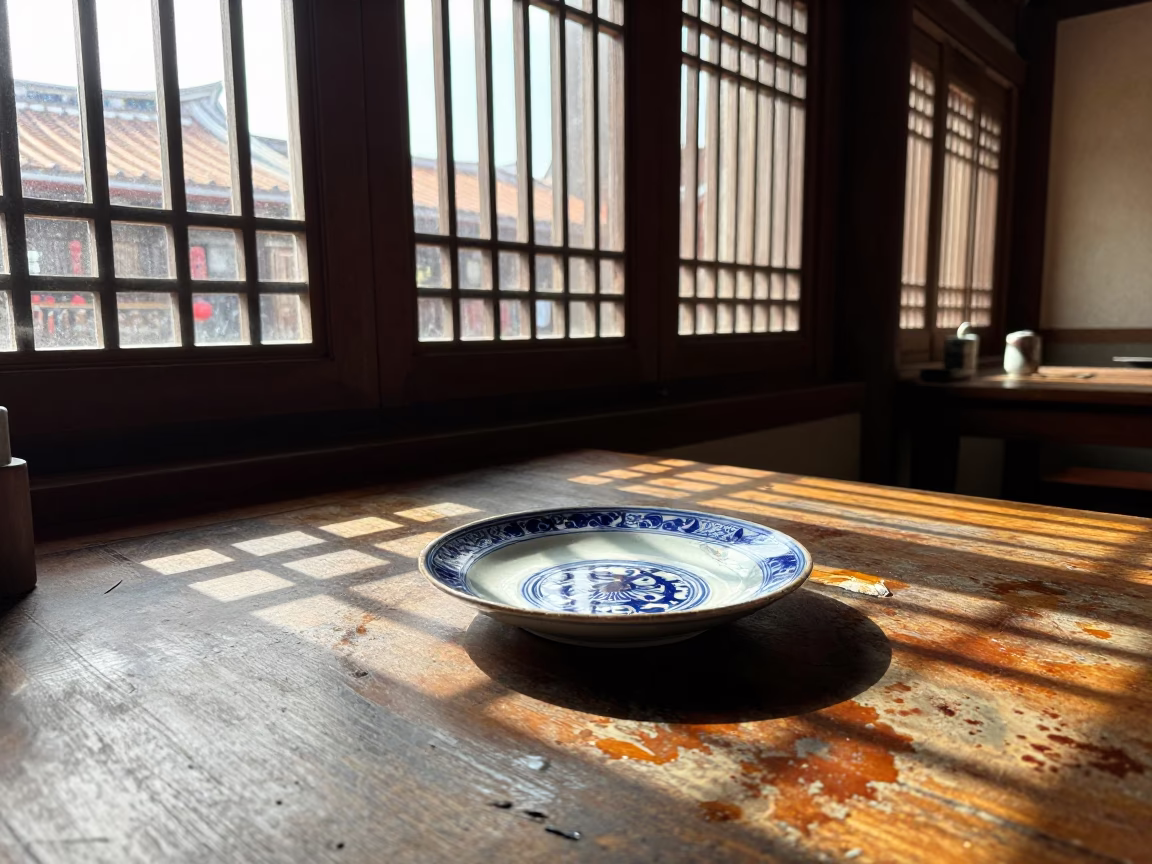Tea Stains in Tainan at Clear Late-afternoon Light in in Tainan, Taiwan