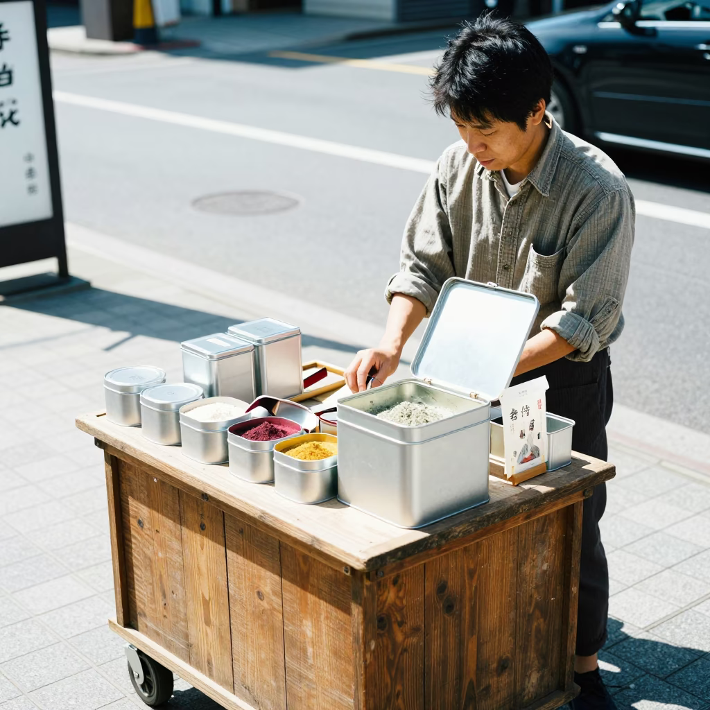 Tea Supplies in Fukuoka at Bright Midmorning Light in in Fukuoka, Japan