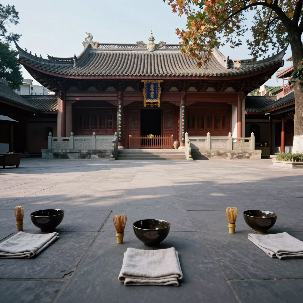 Tea Tools in Chongqing Temple Courtyard in in a temple courtyard in Chongqing