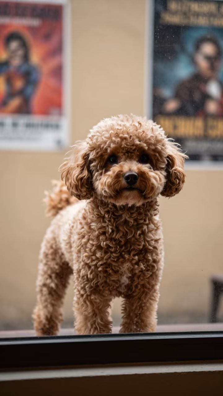 Teacup Poodle Portrait in Guayaquil Studio in in a quiet portrait studio with a plain backdrop and eye-level framing near Guayaquil