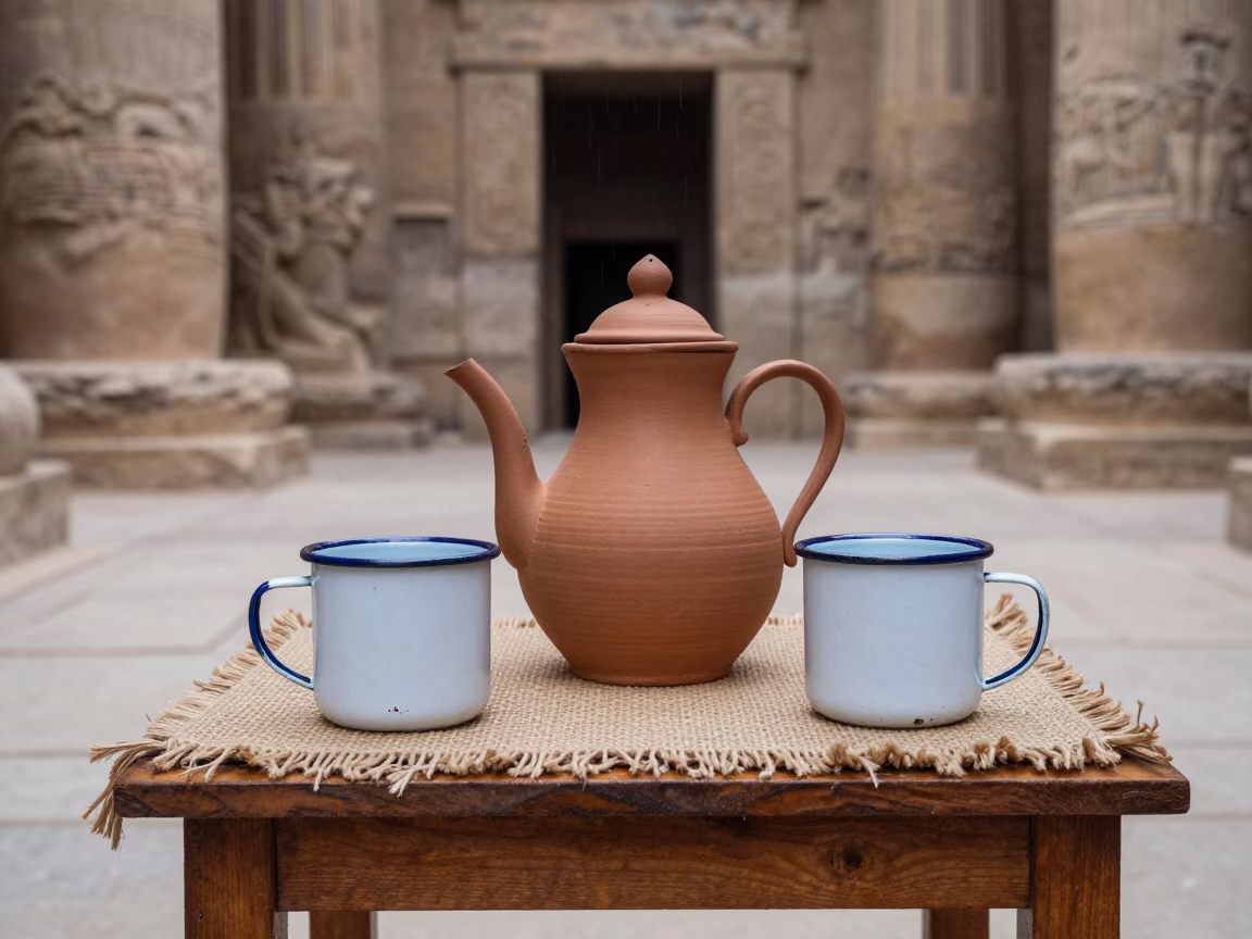 Teapot And Enamel Mugs in Luxor in in Luxor, Egypt