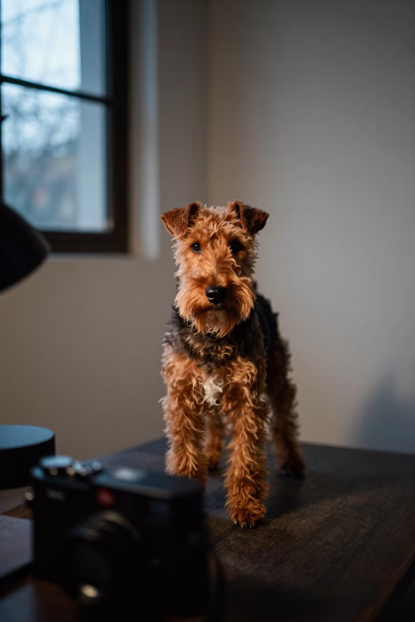 Teddy Roosevelt Terrier Portrait Hangzhou Studio in in a quiet portrait studio with a plain backdrop and eye-level framing in Hangzhou