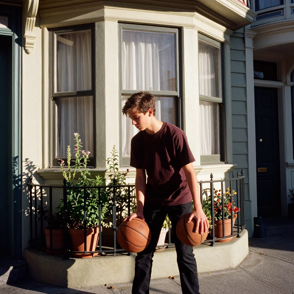 Teenager Pausing in San Francisco in in San Francisco, California, United States