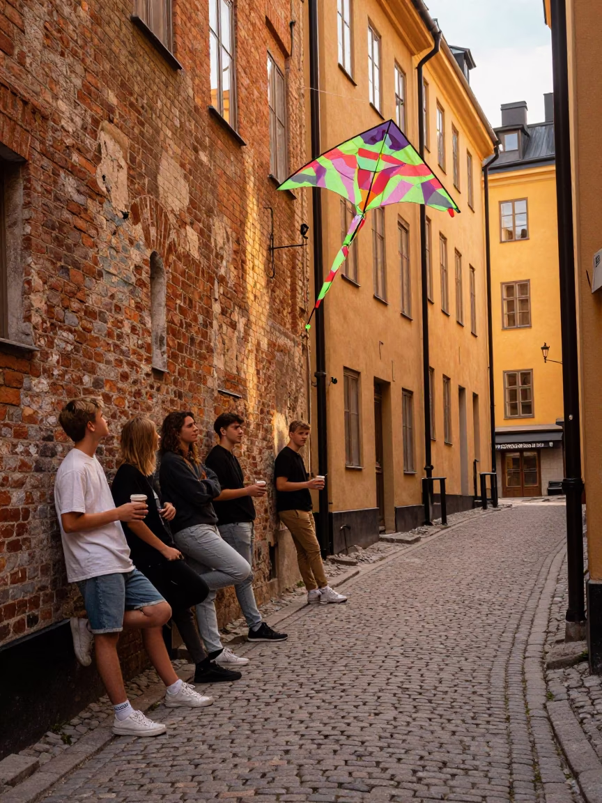 Teenagers in Stockholm at Evening Light in in Stockholm, Sweden