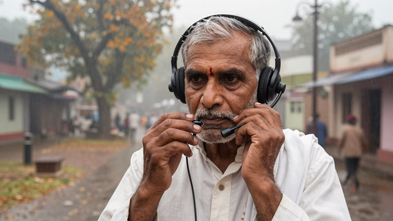 Telegraph Operator Headshot in Gwalior Dawn in in the old quarter in Gwalior