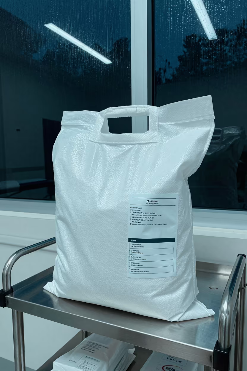 Telemetry Laundry Bag Under Neon Light in inside a rehabilitation gym near Gabiadji