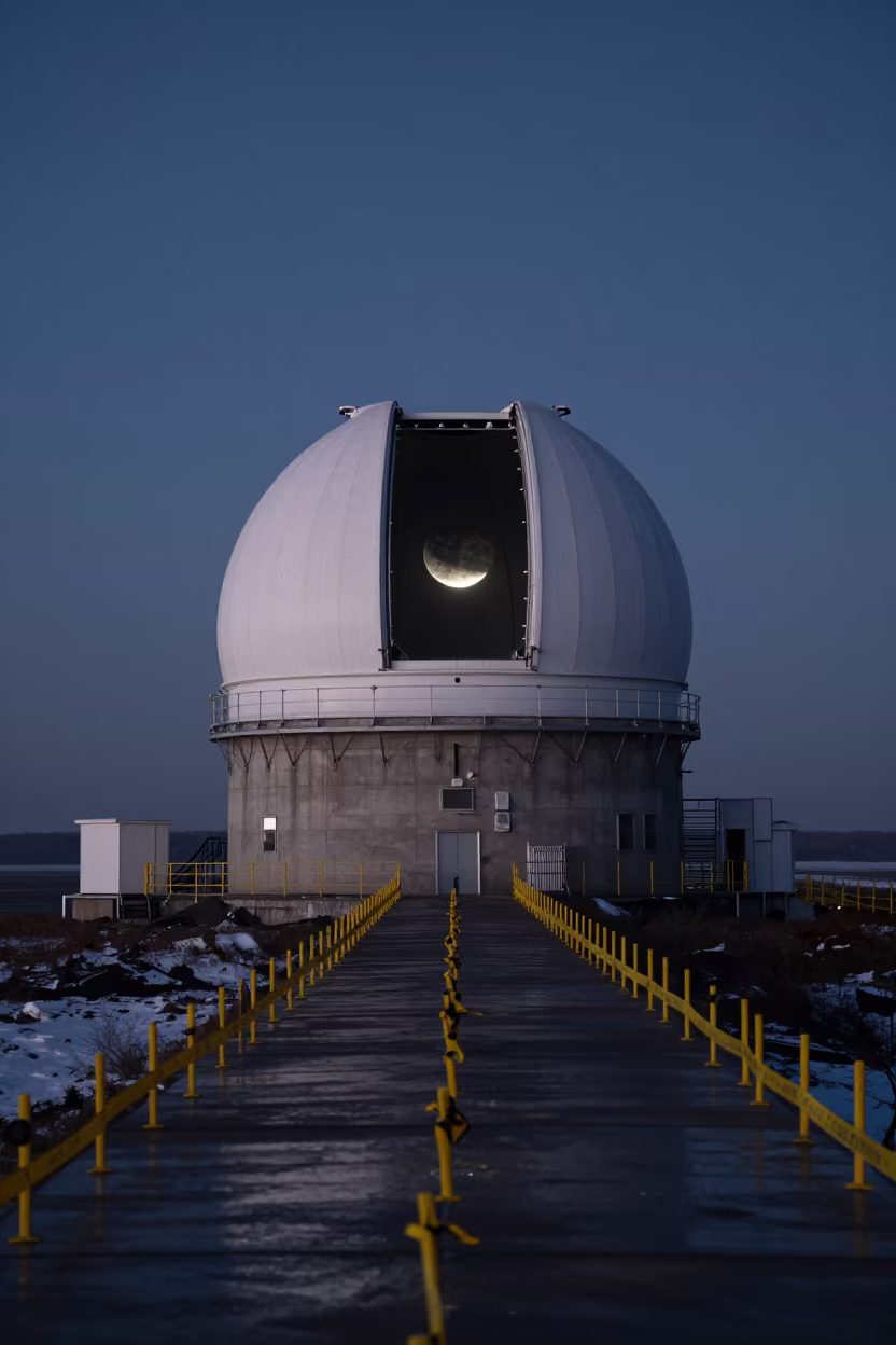 Telescope Dome Moon North Korea Transect in beside a tidal survey transect in North Korea