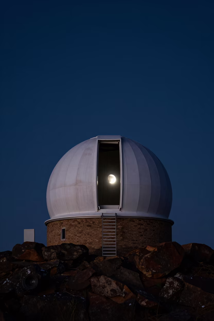 Telescope Dome Moonlight Ghana Outcrop in along a rocky geology outcrop in Ghana