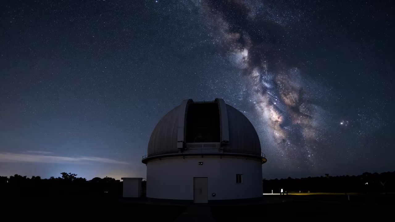 Telescope Dome Silhouette Against Milky Way Pernambuco Night in in Pernambuco