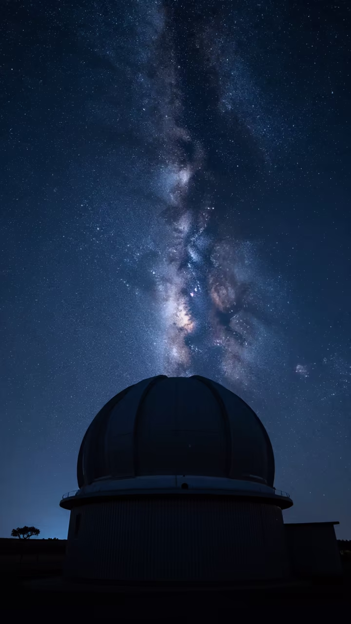 Telescope Dome Silhouette Under Milky Way Sky in under the clearest stretch of sky in the Rift Valley