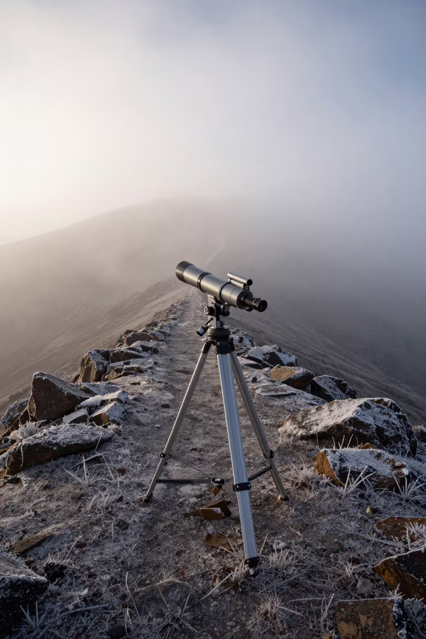 Telescope Over Frost Ridge at Dawn in La Paz in near a weather balloon launch site in La Paz