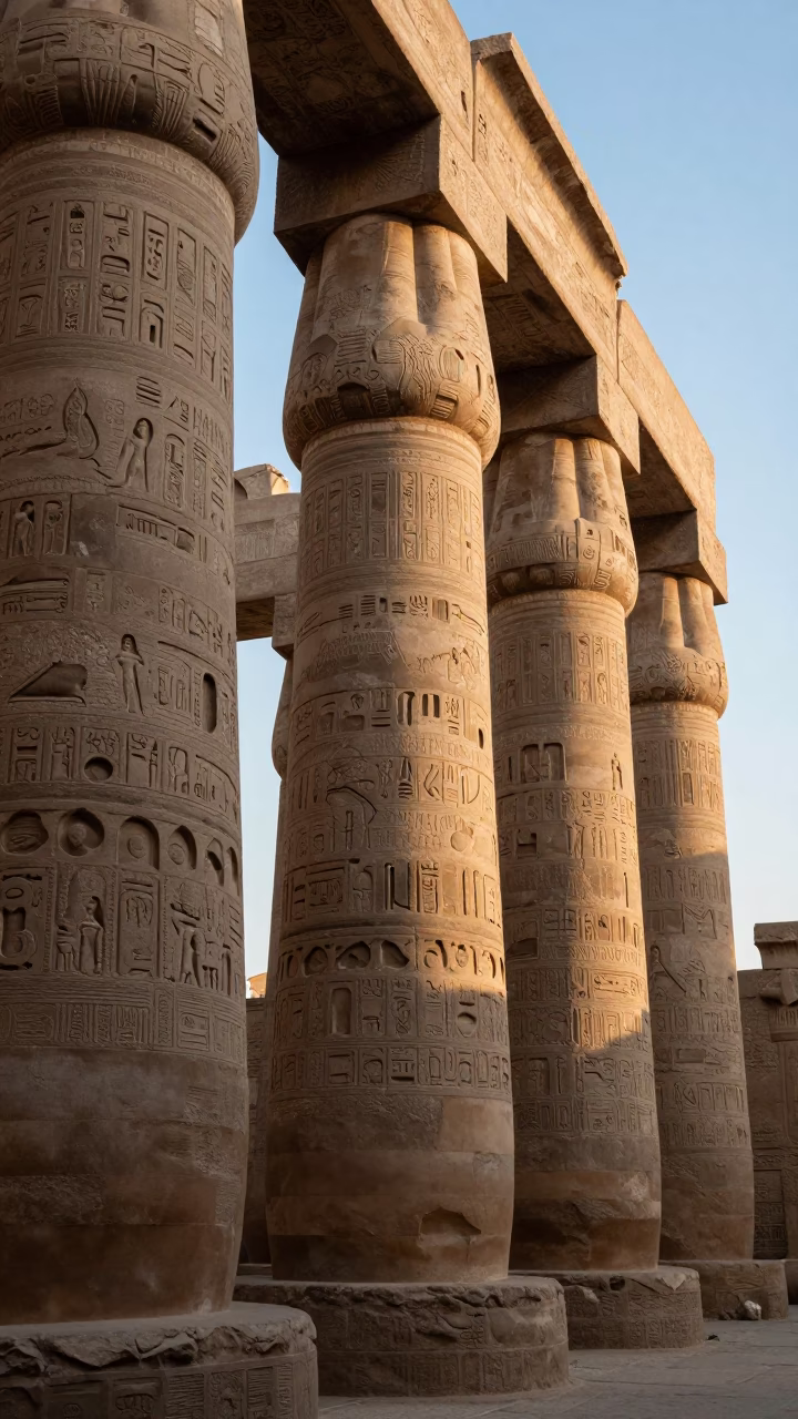 Temple Columns at First Light Of Dawn in Luxor in in Luxor, Egypt