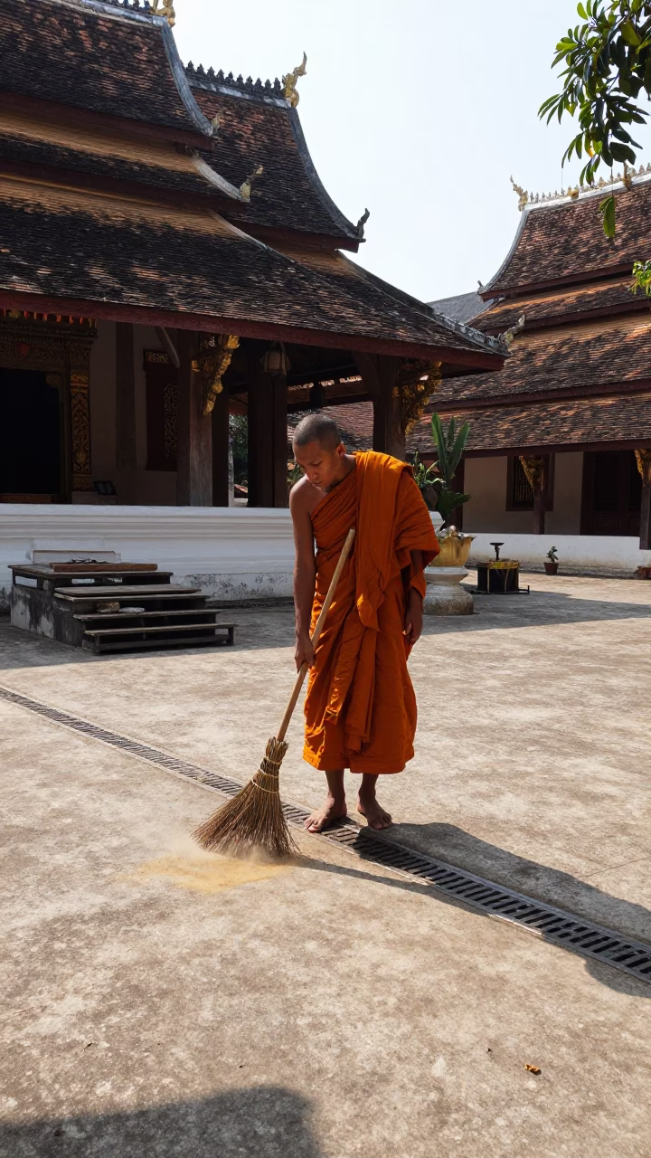 Temple Courtyard in Luang Prabang in in Luang Prabang, Laos