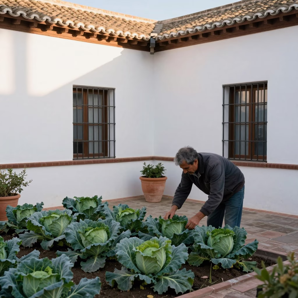 Tending Cabbages in Granada in in Granada, Spain