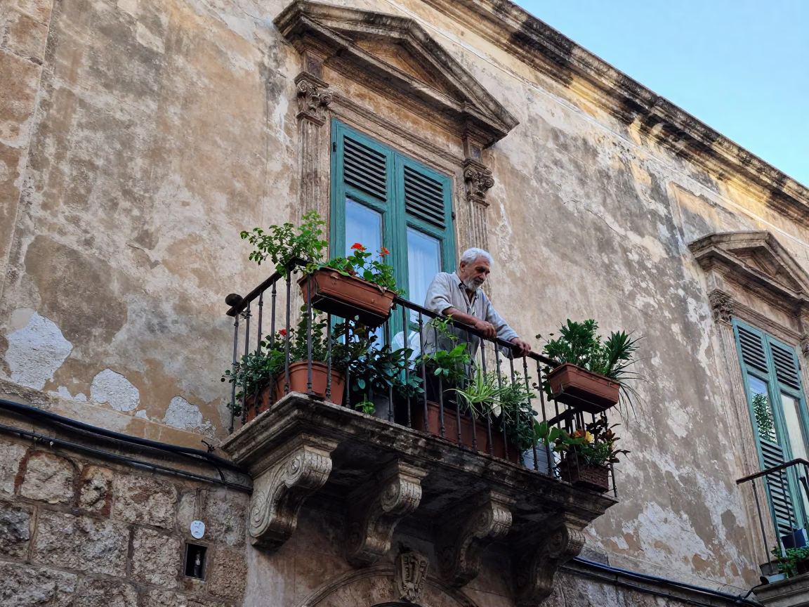 Tending Herbs in Palermo in in Palermo, Italy