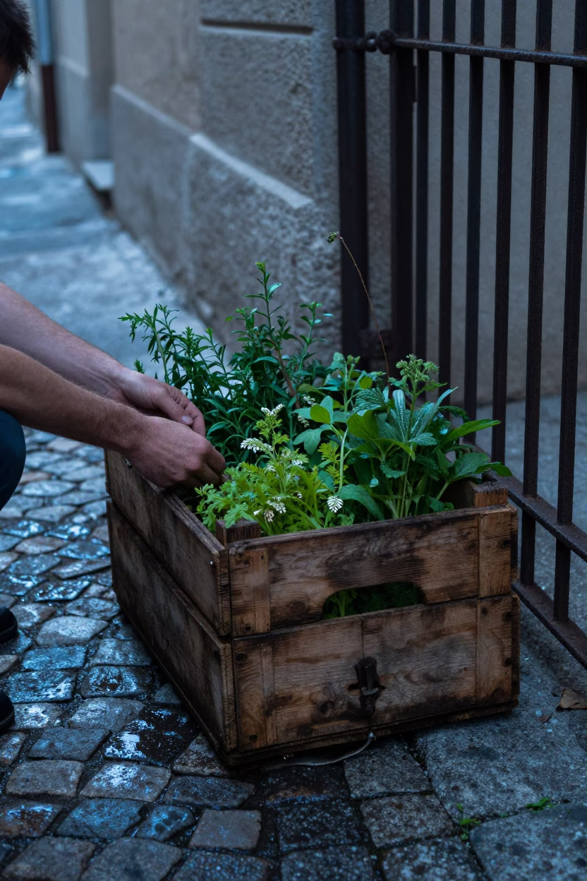 Tending Herbs in Vienna in in Vienna, Austria