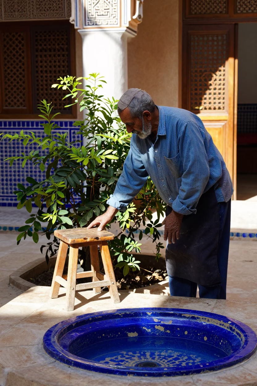 Tending Plants in Fez in in Fez, Morocco