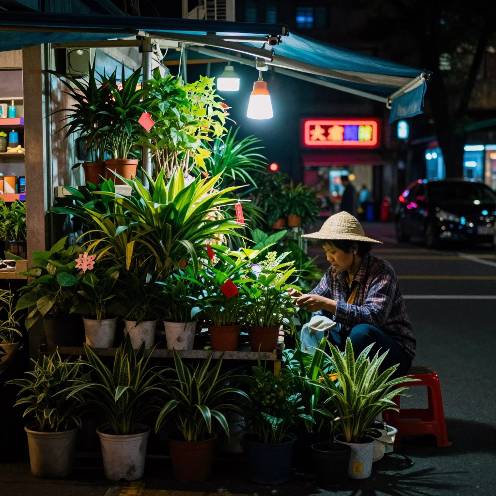 Tending Plants in Taipei in in Taipei, Taiwan