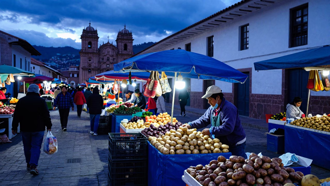 Tending Produce in Cusco in in Cusco, Peru