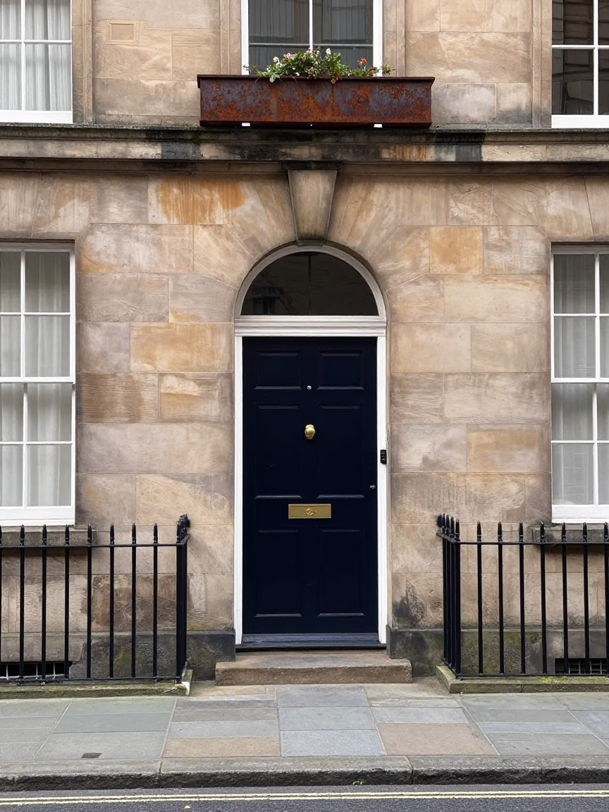 Tenement Doorway in Edinburgh in in Edinburgh, United Kingdom