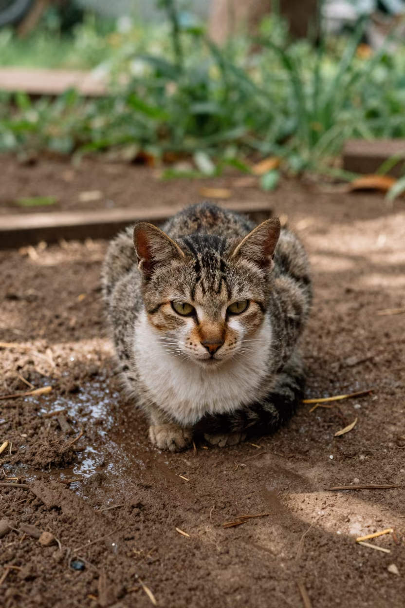 Tennessee Rex Cat Curled Coat Park Path in along a quiet park path with soft open shade and a clean background near Mogadishu