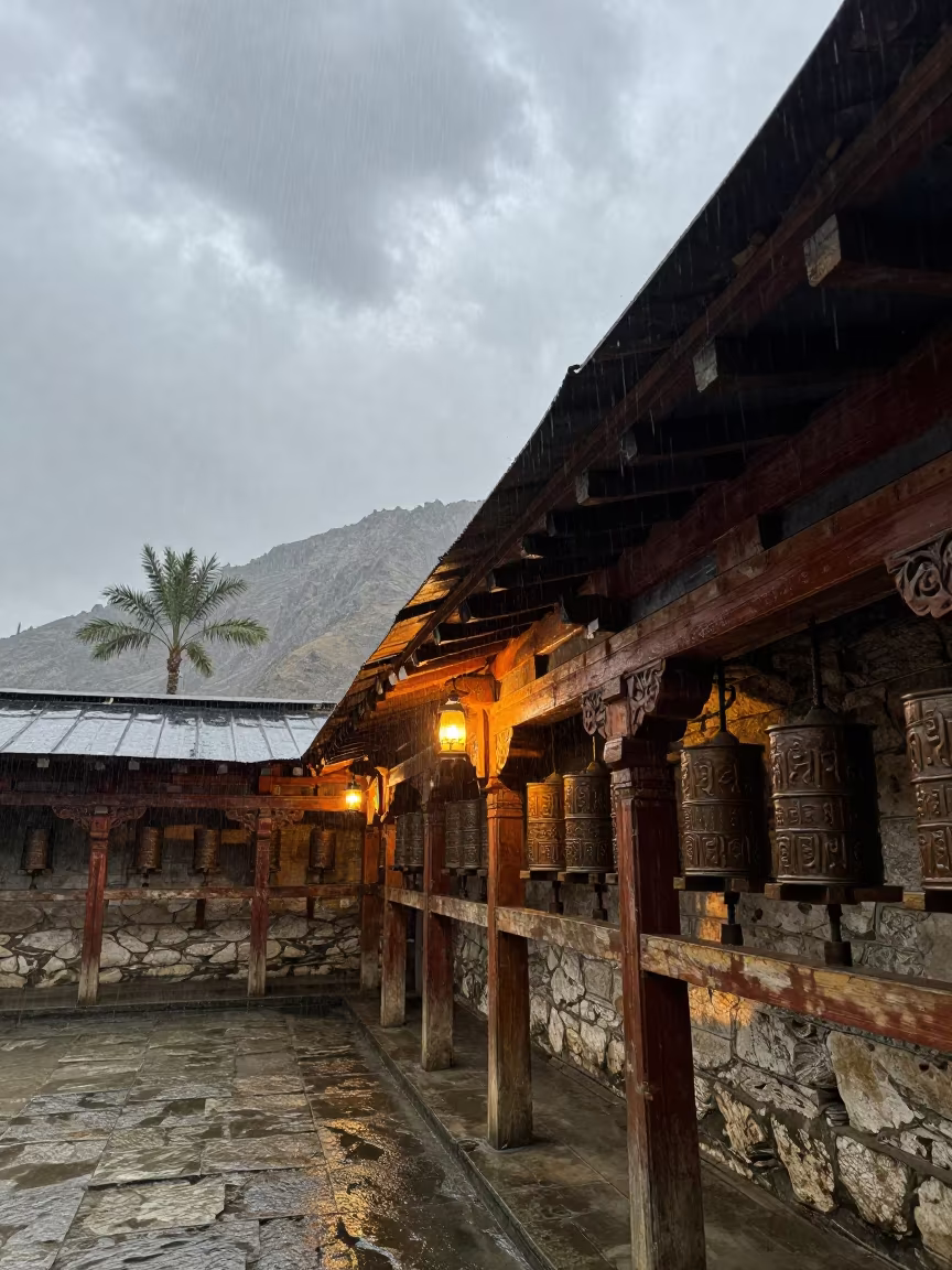 Tent Lantern Light in Leh Prayer Hall in in a prayer hall in Leh