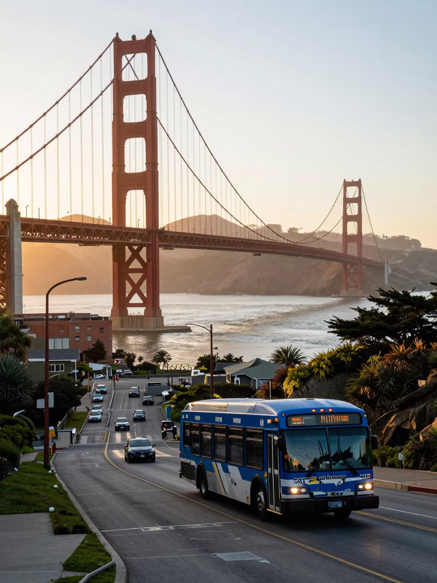 Terminal Activity just after sunrise in San Francisco in in San Francisco, California, United States