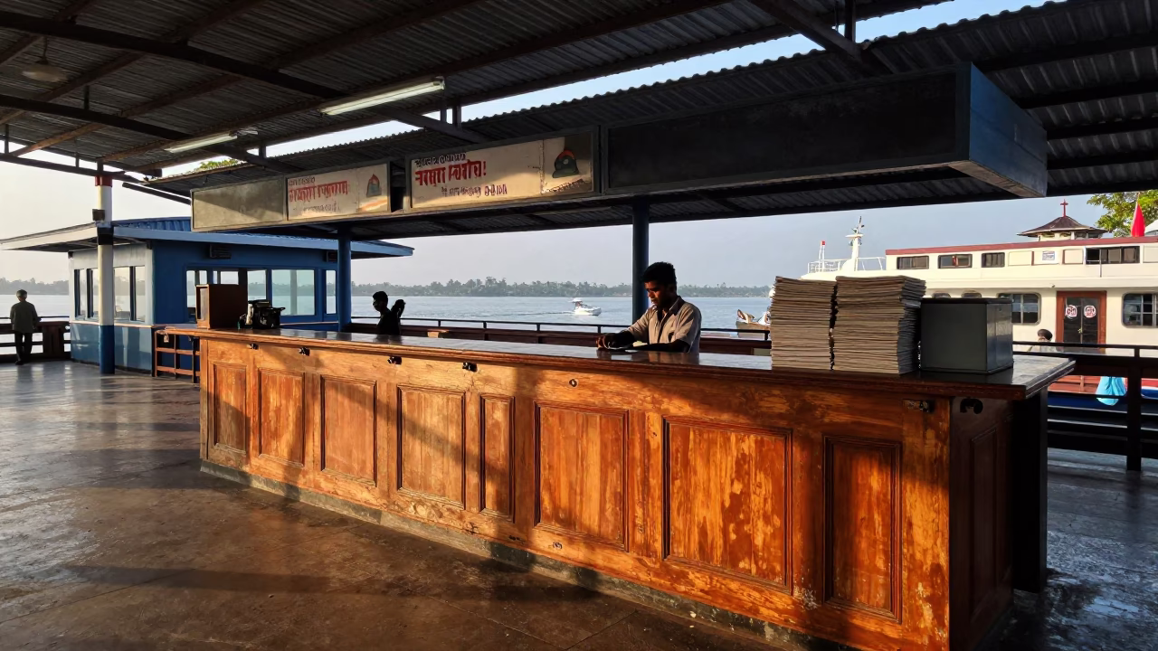 Terminal Scene in Kochi at As First Light Reaches The Scene in in Kochi, India