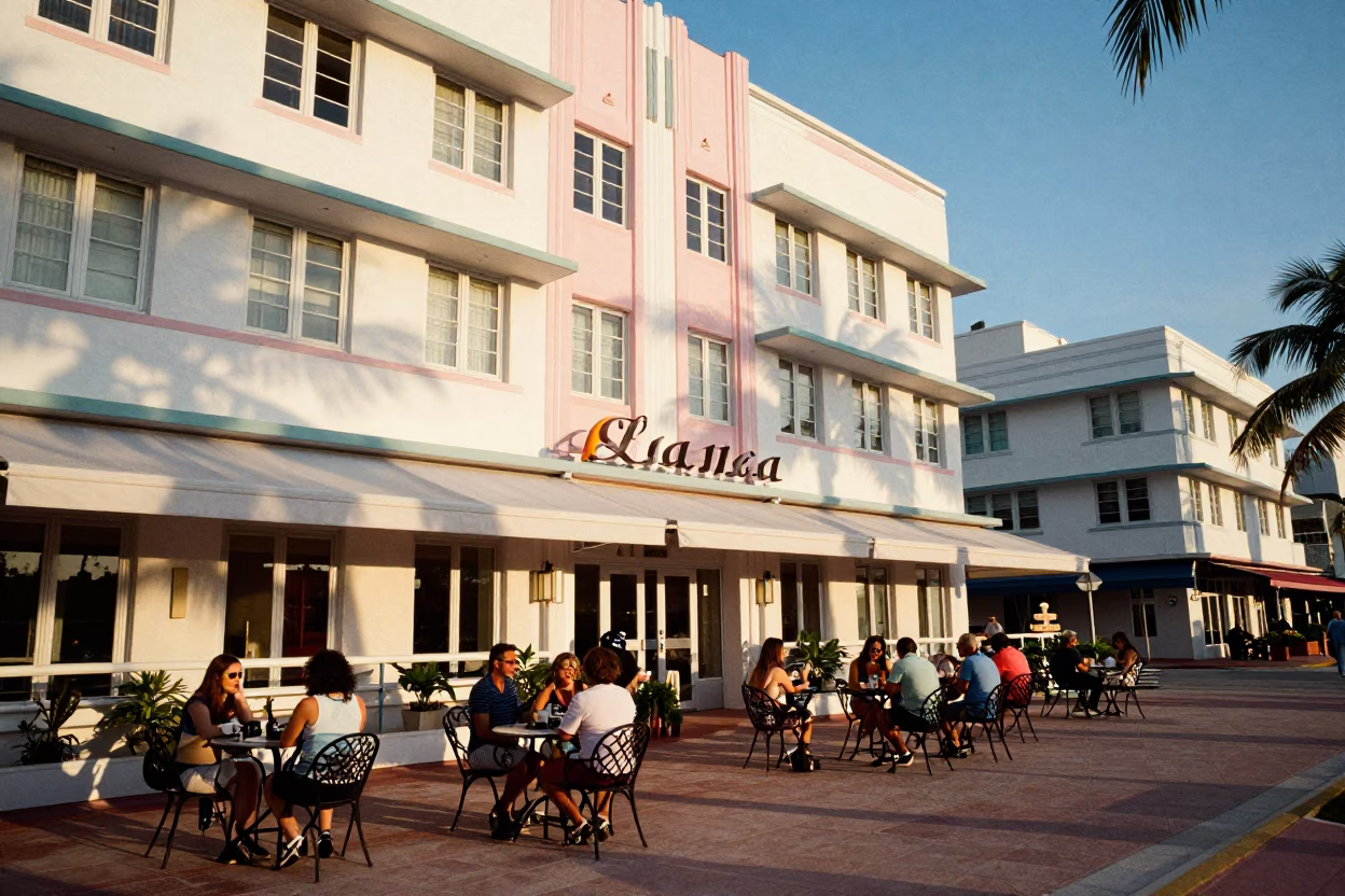 Terrace Dining in Miami at Golden Hour in in Miami, Florida, United States