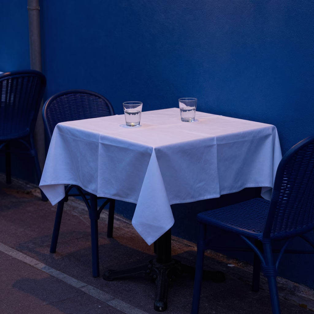 Terrace Dining in Nice at The Last Blue Light Of Evening in in Nice, France