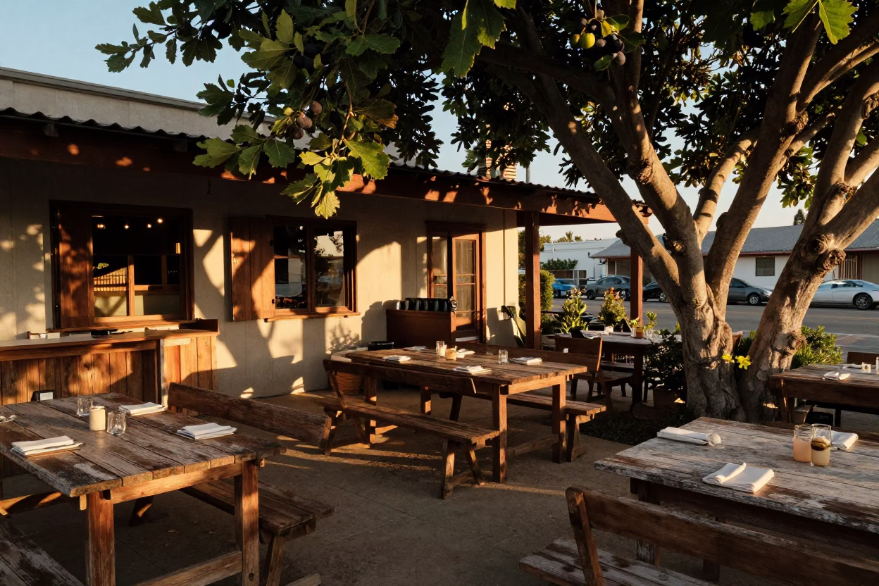 Terrace Dinner in Los Angeles at Honeyed Evening Light in in Los Angeles, California, United States