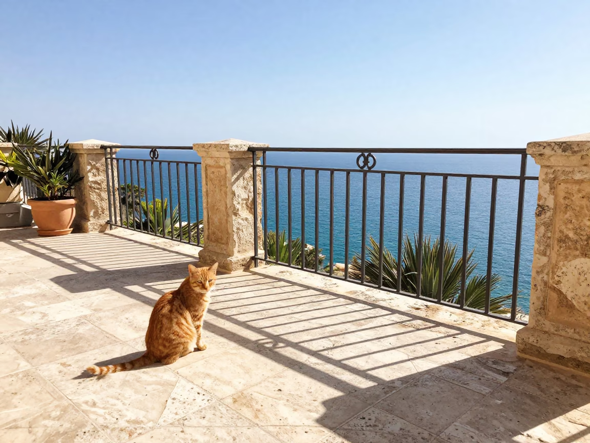 Terrace Scene in Nice at Bright Midmorning Light in in Nice, France