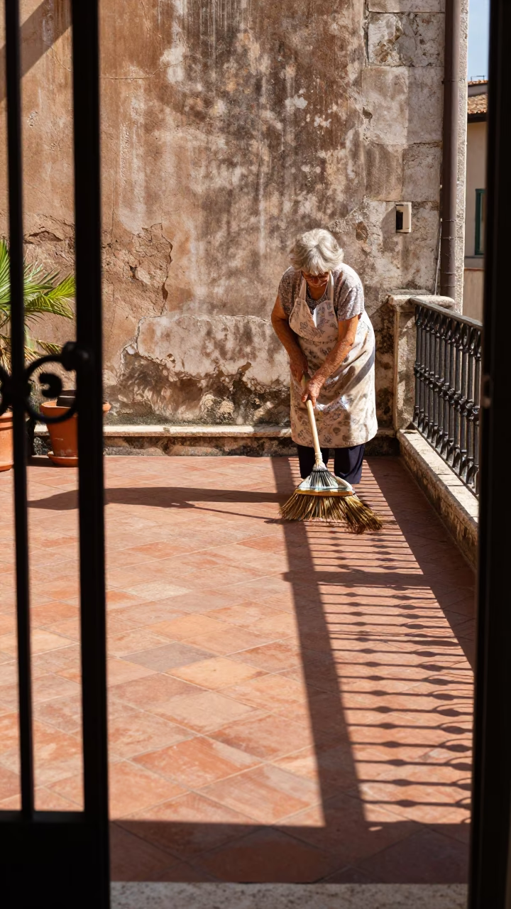 Terrace Shadows in Rome in in Rome, Italy