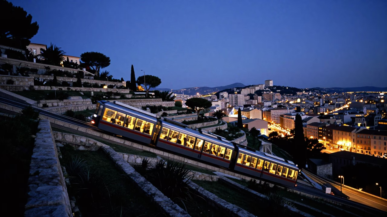 Terraced Gardens in Marseille at Blue Hour in in Marseille, France