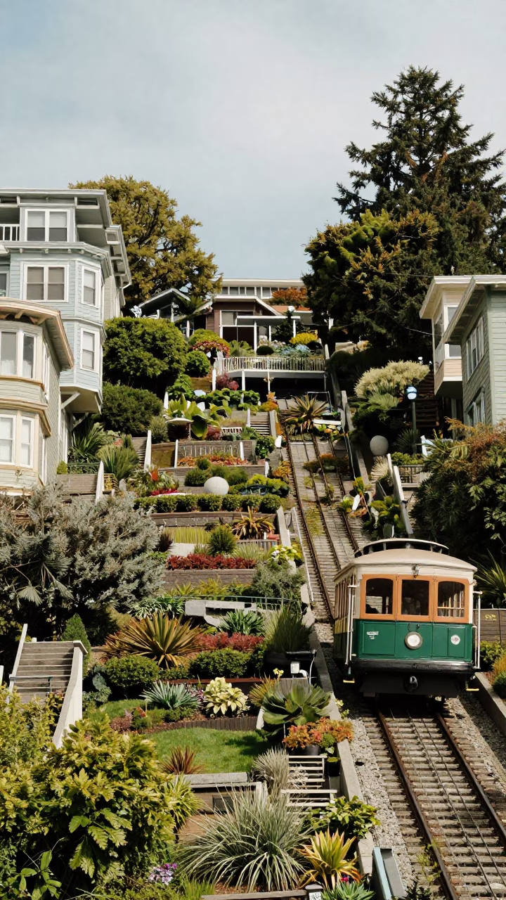 Terraced Gardens in Seattle at Bright Midmorning Light in in Seattle, Washington, United States