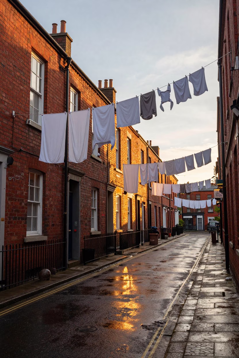 Terraced Street in Liverpool at Golden Hour in in Liverpool, United Kingdom