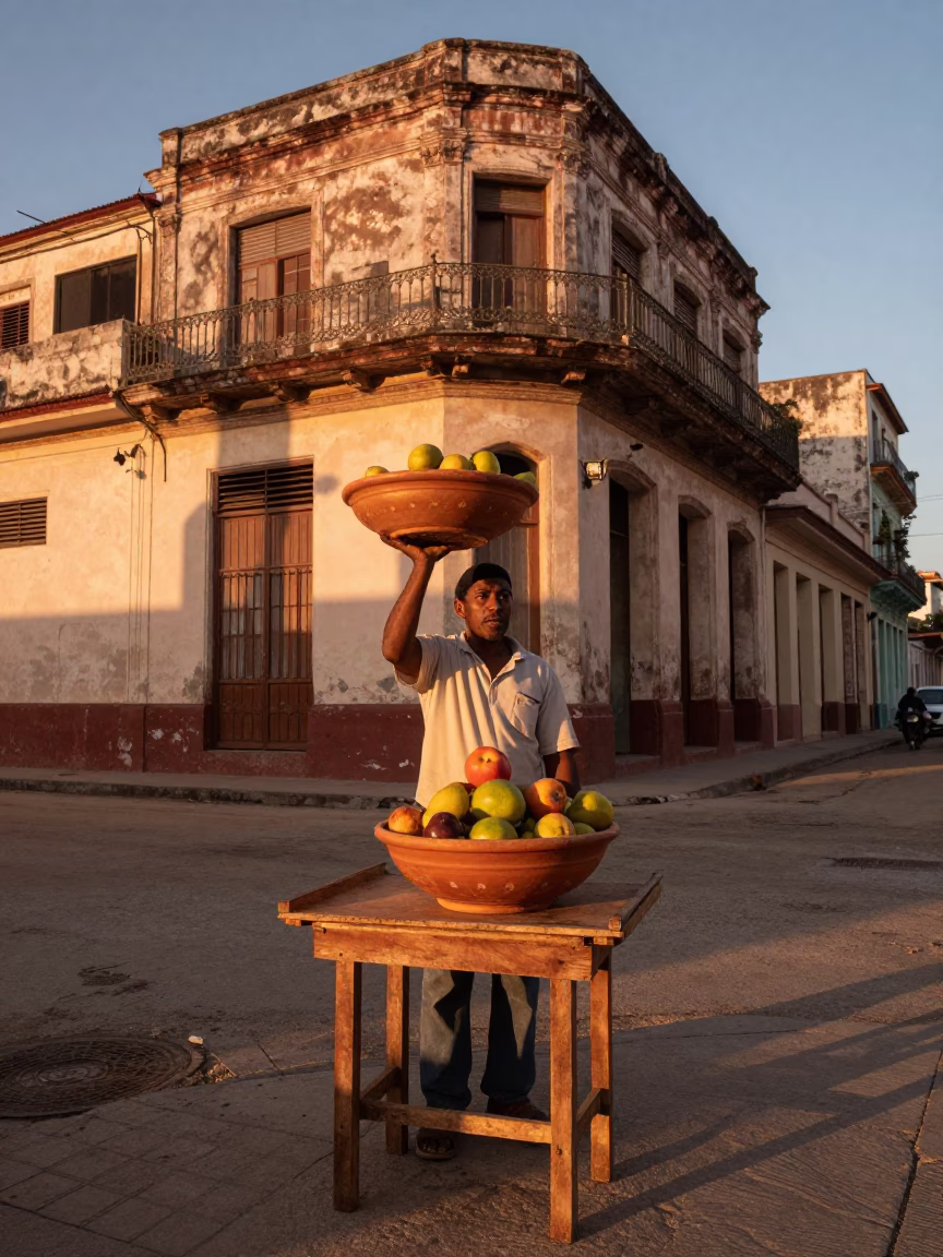 Terracotta Bowl in Havana at Copper-toned Light Before Dusk in in Havana, Cuba