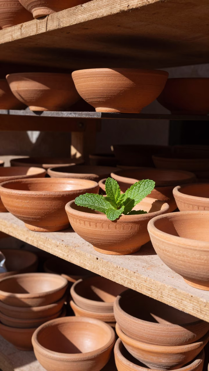 Terracotta Bowls in Fez in in Fez, Morocco