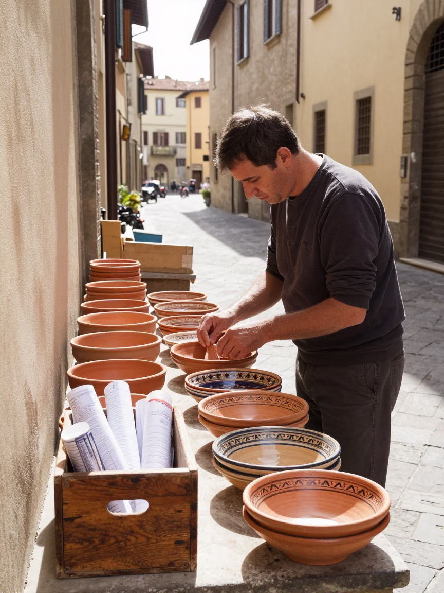 Terracotta Bowls in Florence in in Florence, Italy