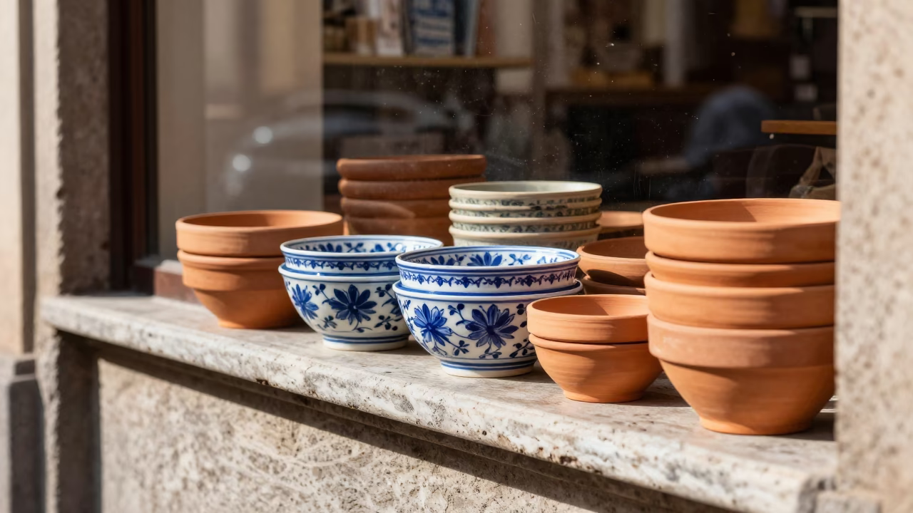 Terracotta Bowls in Milan in in Milan, Italy