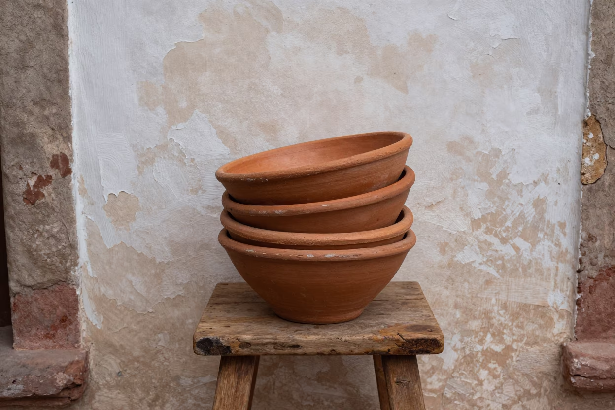 Terracotta Bowls in Oaxaca in in Oaxaca, Mexico